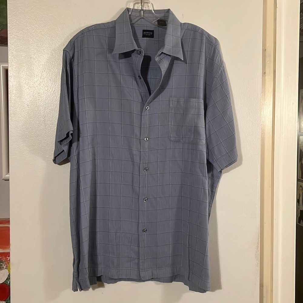 Arrow blue mens short sleeve shirt